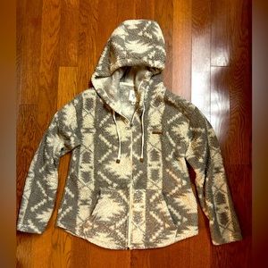 Billabong fleece zip up hoodie. Size large 
Aztec print.